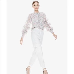 NWT Alice + Olivia Margery Ruffle Tiered Blouse Top